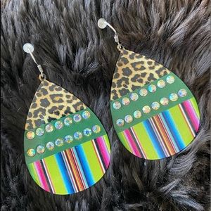 New! Boutique Tin Cheetah & Stripe Drop Earrings!